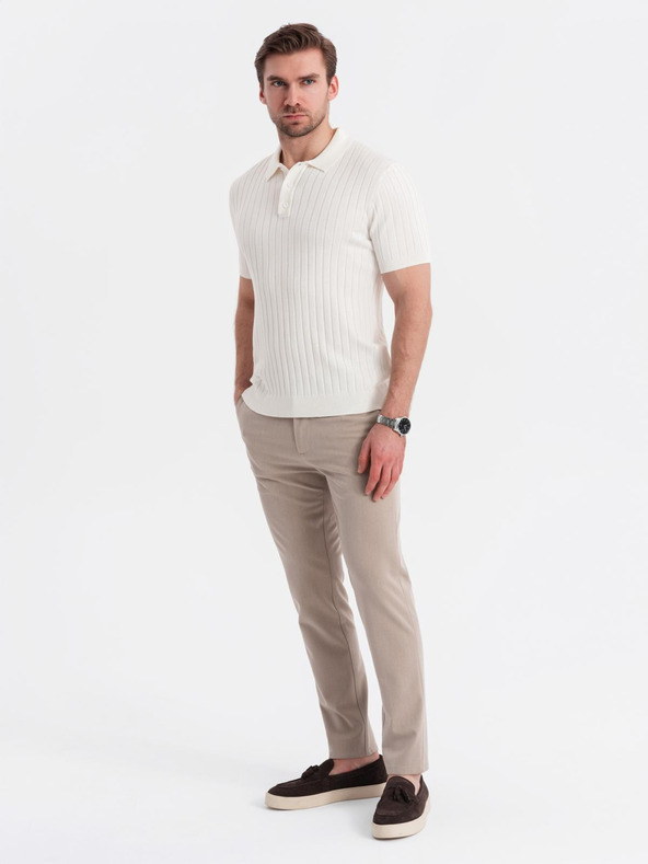 Ombre Clothing Herren-Poloshirt SLIM FIT aus Viskose mit vertikalen Streifen Ombre Clothing