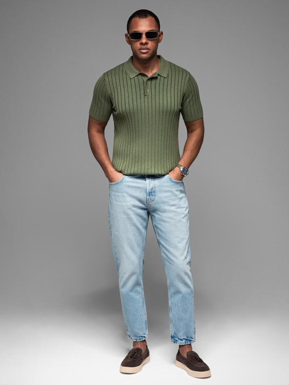 Ombre Clothing Herren-Poloshirt SLIM FIT aus Viskose mit vertikalen Streifen Ombre Clothing