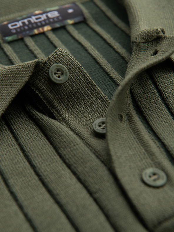 Ombre Clothing Herren-Poloshirt SLIM FIT aus Viskose mit vertikalen Streifen Ombre Clothing