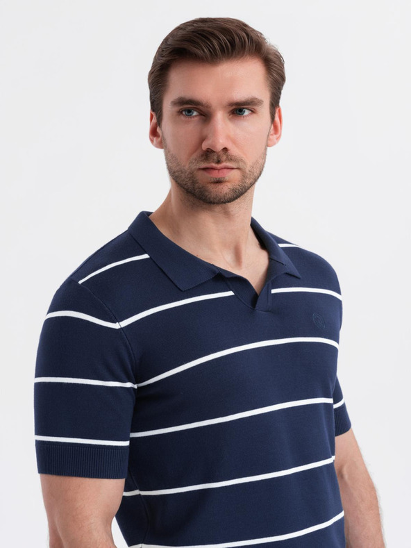 Ombre Clothing Herren-Poloshirt aus Viskose mit horizontalen Streifen Ombre Clothing