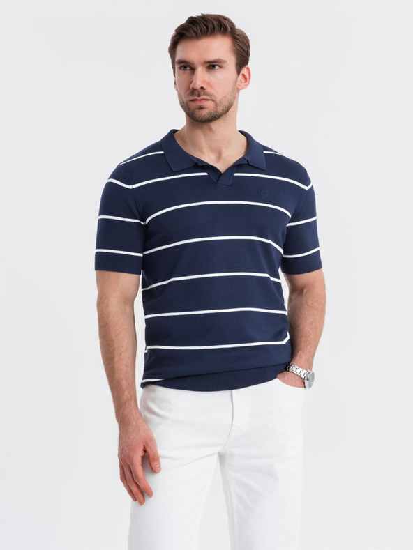 Ombre Clothing Herren-Poloshirt aus Viskose mit horizontalen Streifen Ombre Clothing