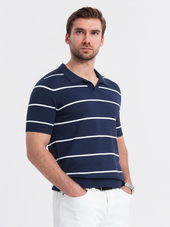 Ombre Clothing Herren-Poloshirt aus Viskose mit horizontalen Streifen Ombre Clothing