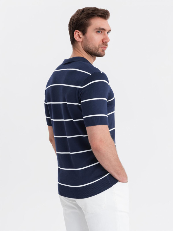 Ombre Clothing Herren-Poloshirt aus Viskose mit horizontalen Streifen Ombre Clothing