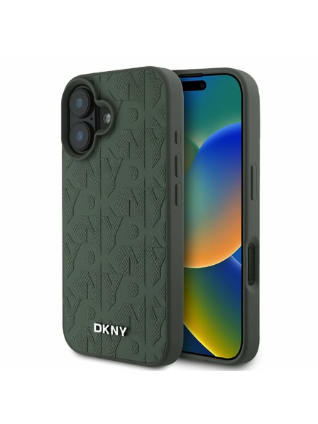 DKNY DKNY PU-Leder Rückseite Hülle für iPhone 16 Grün