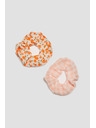 Moodo Set von zwei orangefarbenen gemusterten Haarschmuck-Gummibändern von Moodo