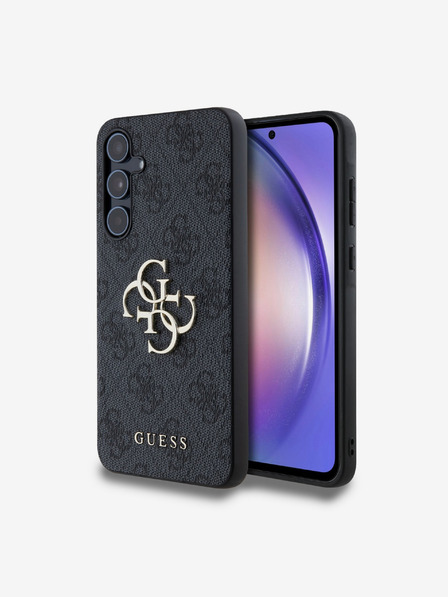 Guess Guess PU 4G Metall Logo Rückseite Hülle für Samsung Galaxy A55 5G Grey