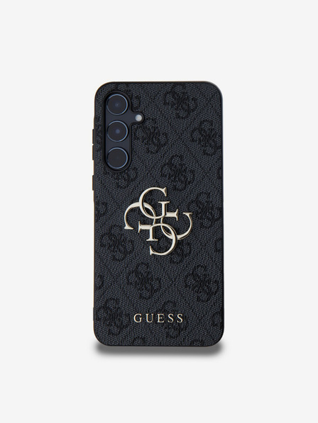 Guess Guess PU 4G Metall Logo Rückseite Hülle für Samsung Galaxy A55 5G Grey