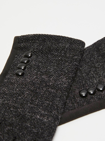 Moodo Schwarze Damenhandschuhe mit dekorativen Knöpfen von Moodo