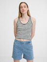Orsay Weiß-schwarzes Damen Crop Top ORSAY