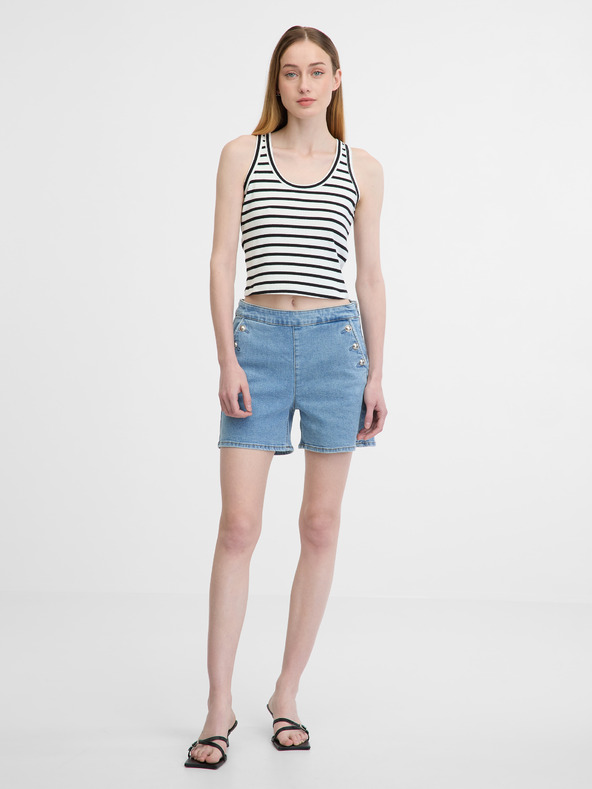 Orsay Weiß-schwarzes Damen Crop Top ORSAY