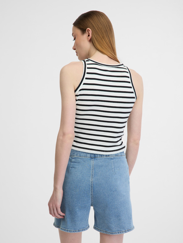 Orsay Weiß-schwarzes Damen Crop Top ORSAY