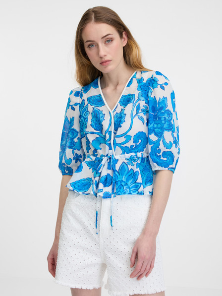 Orsay Blaue gemusterte Damenbluse ORSAY