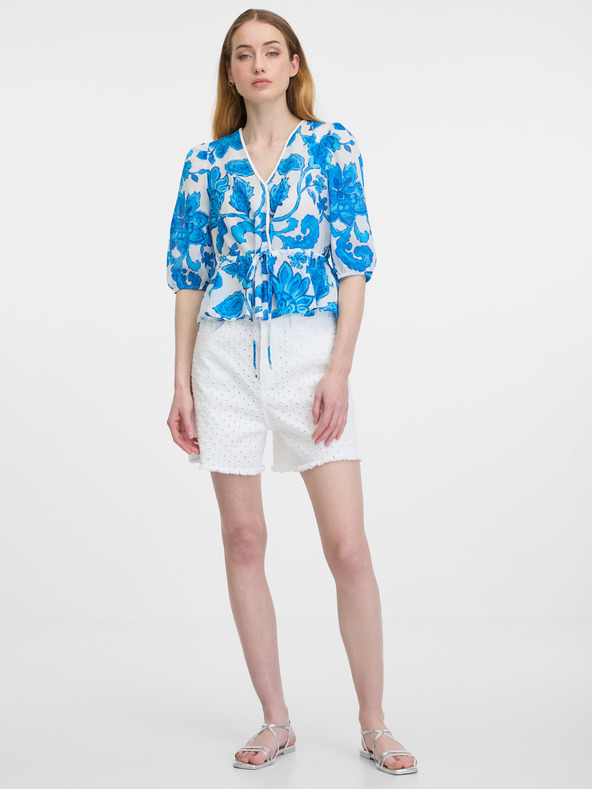 Orsay Blaue gemusterte Damenbluse ORSAY