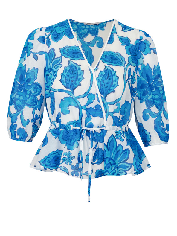 Orsay Blaue gemusterte Damenbluse ORSAY