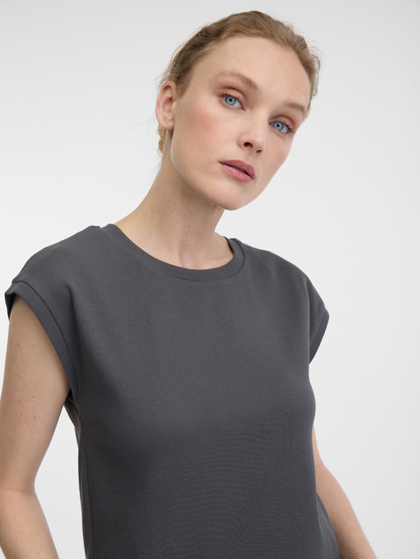 Orsay Graues Damen Crop T-Shirt mit kurzen Ärmeln ORSAY