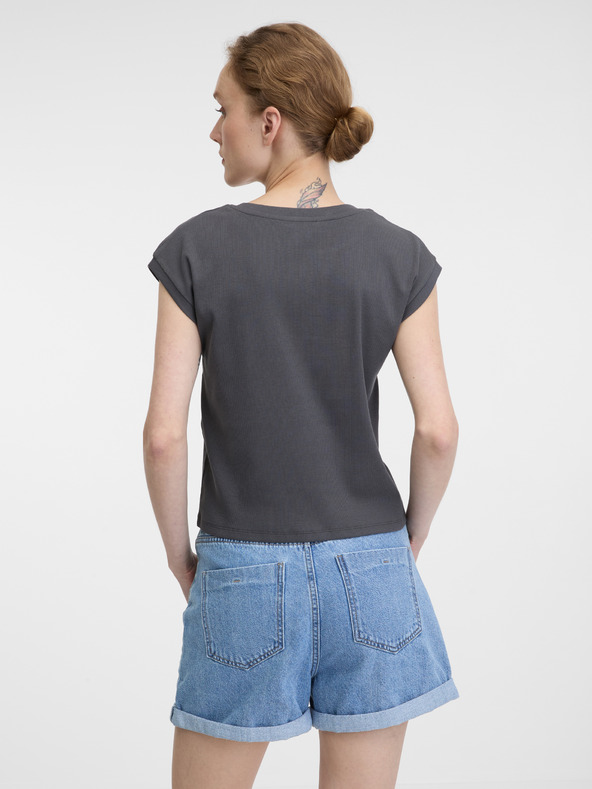 Orsay Graues Damen Crop T-Shirt mit kurzen Ärmeln ORSAY