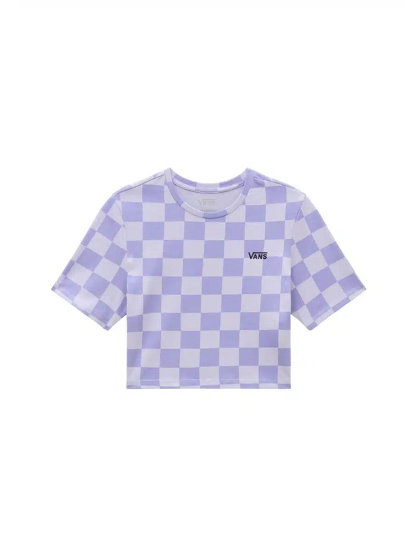 Vans Damen lila kariertes T-Shirt Vans Checker Crew Crop II Cosmic Sky