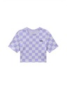 Vans Damen lila kariertes T-Shirt Vans Checker Crew Crop II Cosmic Sky