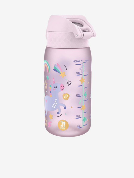 ION8 Rosa gemusterte Mädchenflasche Ion8 Leak Proof Einhorn 350 ml