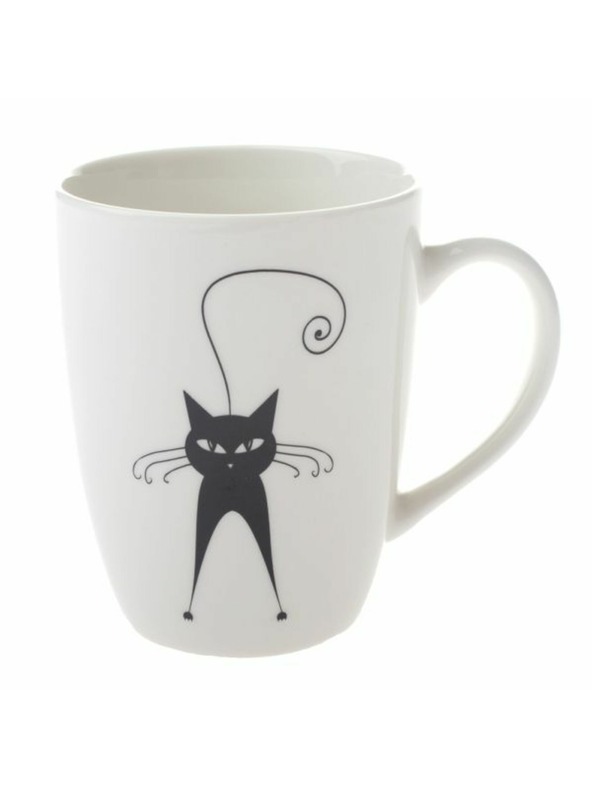 Casa de Engel Porzellanbecher mit Katzen-Motiv - 370ml, 12/36
