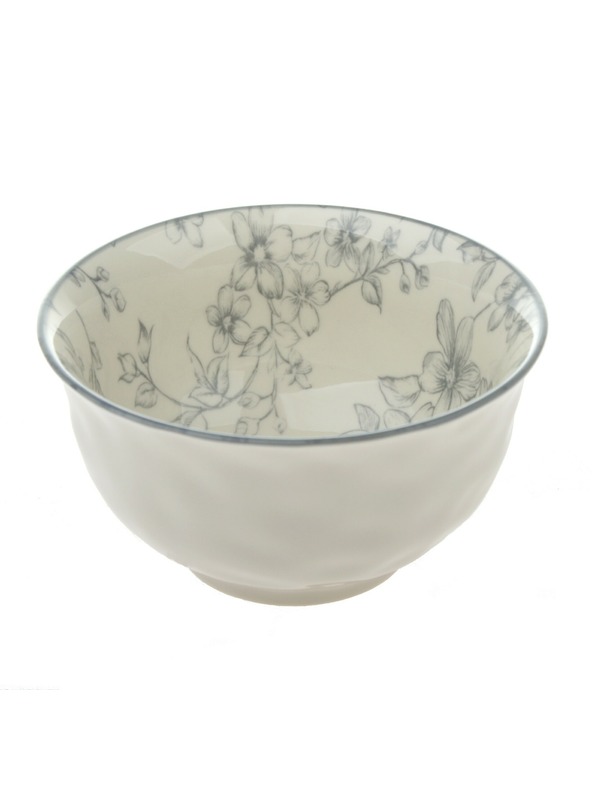 Casa de Engel Keramische Schale Ø 11,5 - graue Blumen, 6/48