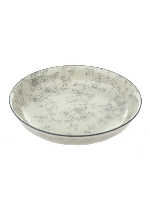 Casa de Engel Keramischer tiefer Teller Ø 20cm - graue Blumen, 6/24