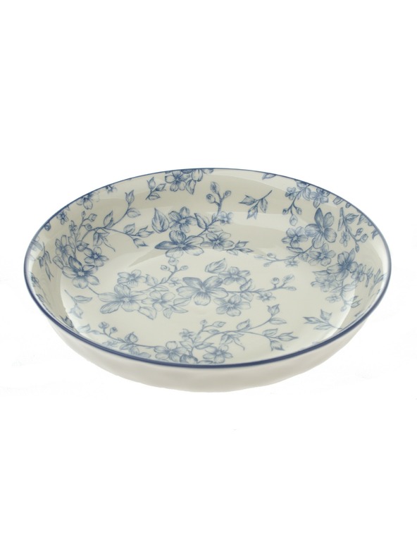 Casa de Engel Keramischer tiefer Teller Ø 20cm - blaue Blumen, 6/24