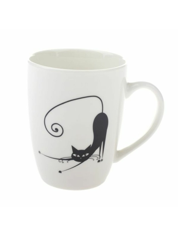 Casa de Engel Porzellanbecher mit Katzen-Motiv - 370ml, 12/36