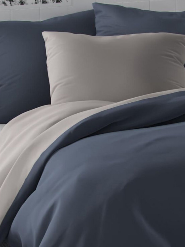 Kvalitex Satin-Verlängerte Bettwäsche LUXURY COLLECTION 140x220, 70x90cm dunkelgrau / hellgrau