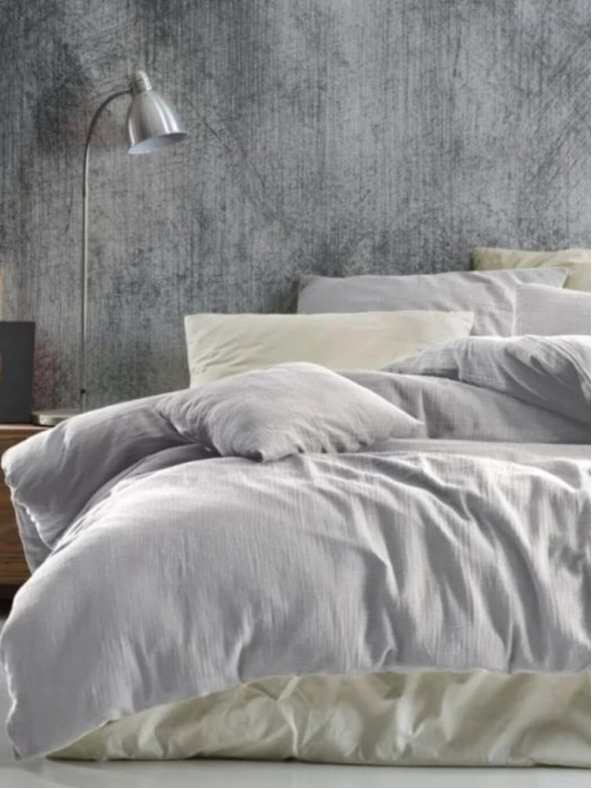 Kvalitex Französische Musselin-Bettwäsche 240x200, 70x90cm hellgrau Kvalitex