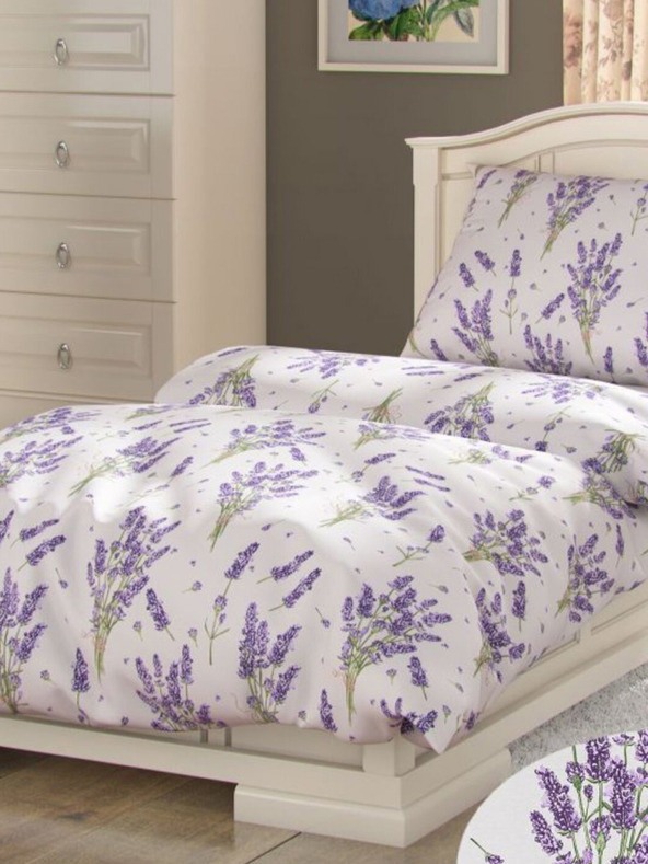 Kvalitex Verlängerte Baumwoll-Bettwäsche PROVENCE COLLECTION 140x220, 70x90cm LEVANDULE lila Kvalitex