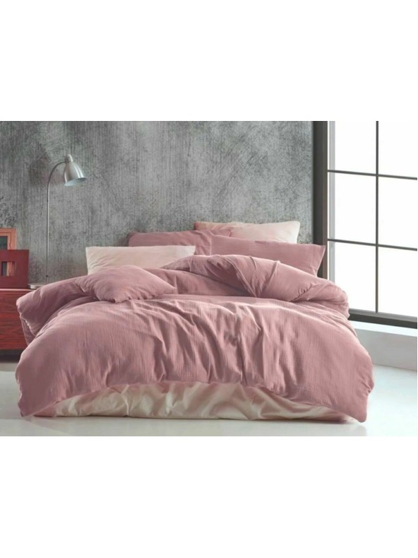 Kvalitex Französische Musselin-Bettwäsche 200x200, 70x90cm rosa Kvalitex