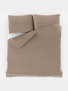 Kvalitex Satiniertes verlängertes Bettwäsche-Set mit Streifen 140x220, 70x90cm Beige Qualitex
