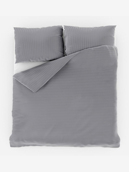 Kvalitex Französische Satin-Bettwäsche mit Streifen 1+2, 200x200, 70x90cm hellgrau Kvalitex