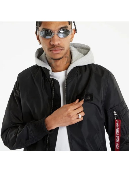 Alpha Industries Herren schwarze Bomberjacke Alpha Industries MA-1 TT Hood