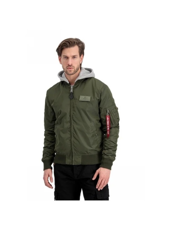 Alpha Industries Herren grüne Bomberjacke Alpha Industries MA-1 TT Hood
