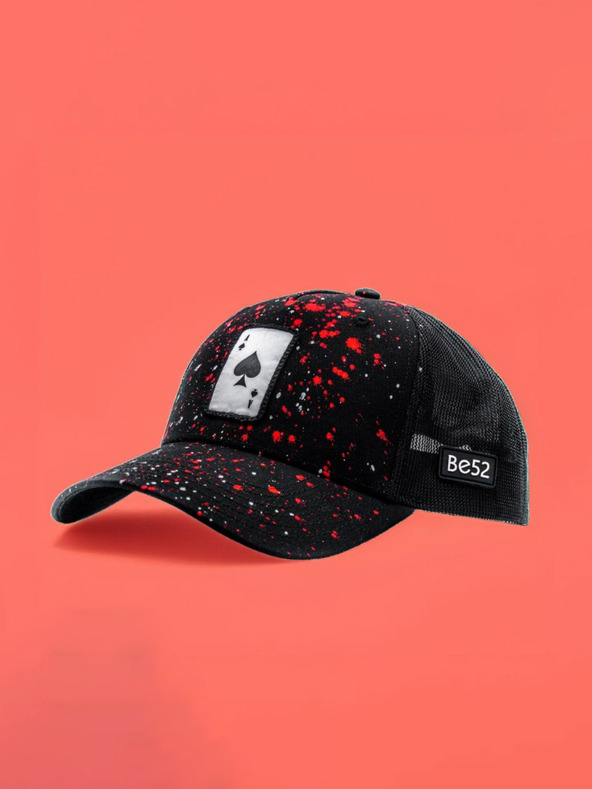 Be52 Be52 Ace Splash Premium-Kappe schwarz/rot-weiß