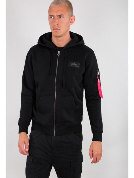 Alpha Industries Herren schwarzer Kapuzenpullover mit Rückendruck Alpha Industries Back Print Zip hoodie Black