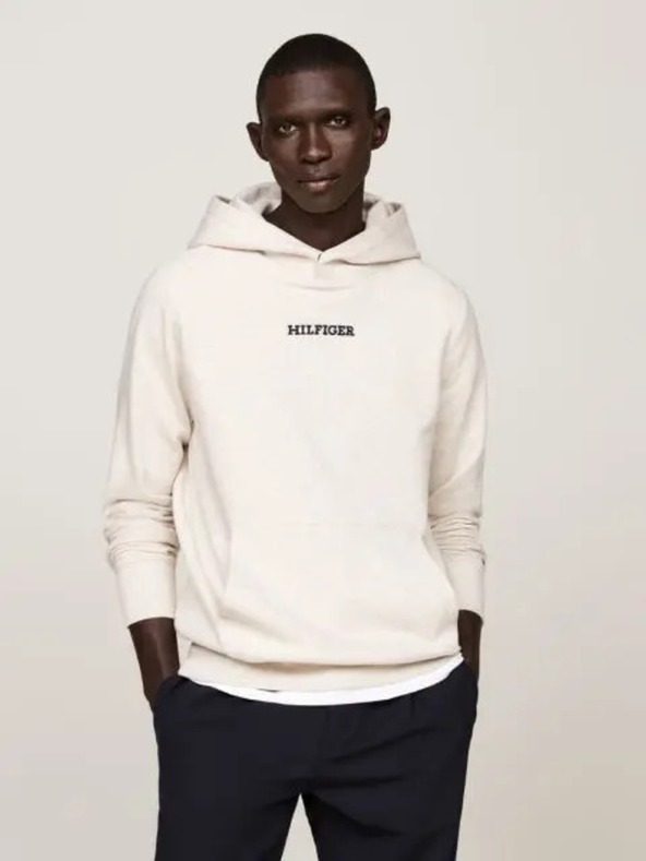 Tommy Hilfiger Herren weißer Pullover Monotype Heathered Oatmilk Tommy Hilfiger
