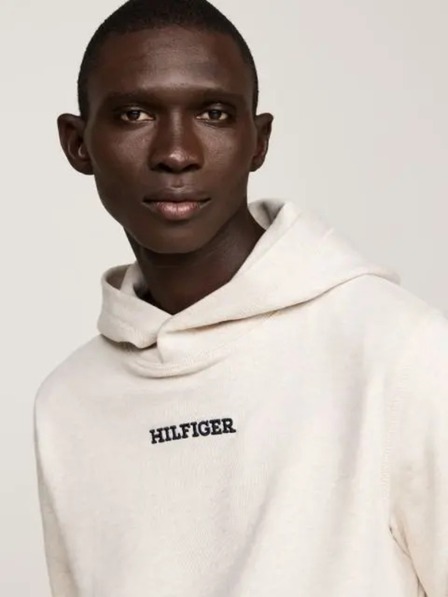 Tommy Hilfiger Herren weißer Pullover Monotype Heathered Oatmilk Tommy Hilfiger