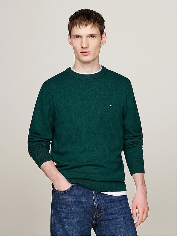 Tommy Hilfiger Herren Grüner Pullover Ornamental Green Heather Tommy Hilfiger