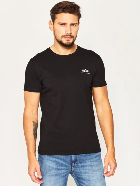 Alpha Industries Herren Schwarzes T-Shirt Basic T Small Logo Alpha Industries
