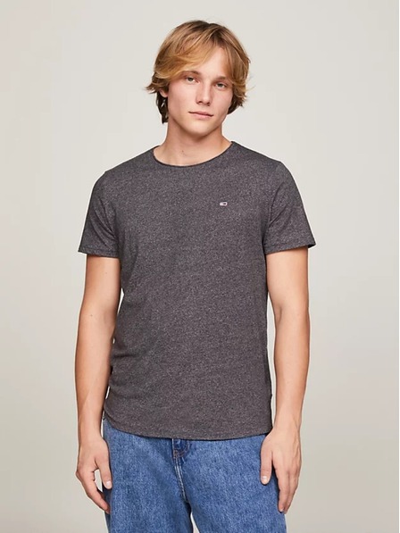 Tommy Jeans Dunkelgraues Herren-T-Shirt Tommy Jeans Classic Slim Fit T-Shirt BDS Black