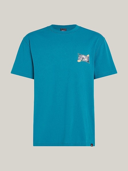 Tommy Jeans Blaues Herren-T-Shirt mit Aufdruck Tommy Jeans Timeless Teal