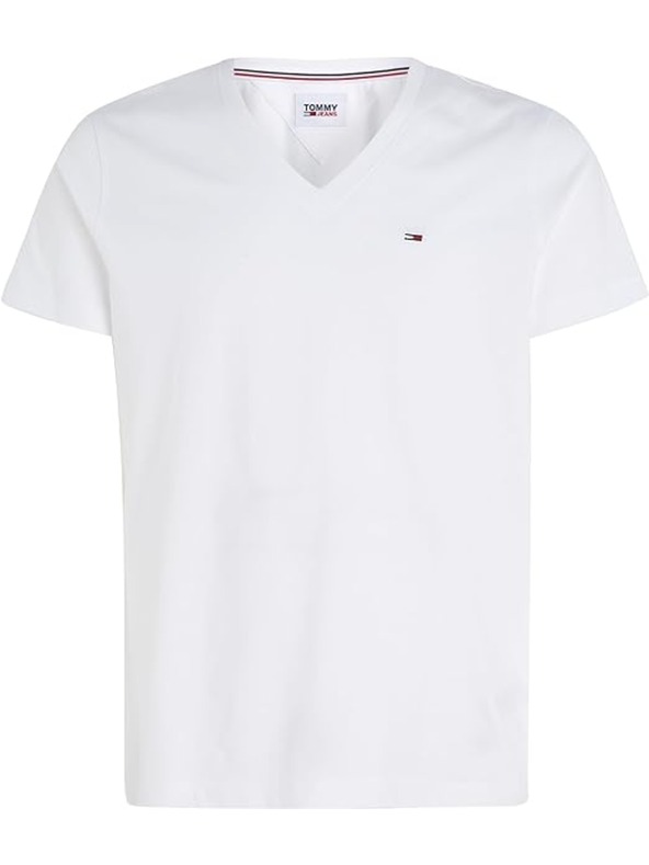 Tommy Jeans Weißes Herren-T-Shirt Tommy Jeans V-Neck T-Shirt 100 Classic White