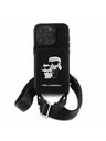 Karl Lagerfeld Karl Lagerfeld Saffiano Umhängeriemen Karl und Choupette Hülle für iPhone 16 Pro Schwarz
