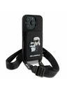 Karl Lagerfeld Karl Lagerfeld Saffiano Umhängeriemen Karl und Choupette Hülle für iPhone 16 Pro Schwarz