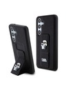 Karl Lagerfeld Karl Lagerfeld Saffiano Grip Stand Metall Logo Rückseite für Samsung Galaxy S24 Schwarz