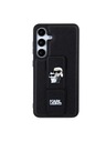 Karl Lagerfeld Karl Lagerfeld Saffiano Grip Stand Metall Logo Rückseite für Samsung Galaxy S24 Schwarz