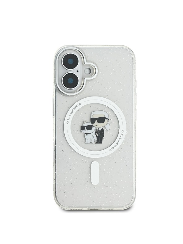 Karl Lagerfeld Karl Lagerfeld IML Glitzer Karl und Choupette MagSafe Rückseite für iPhone 16 Transparent